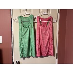 Reebok Women’s Small Tank Top Active Racerback Green And Pink